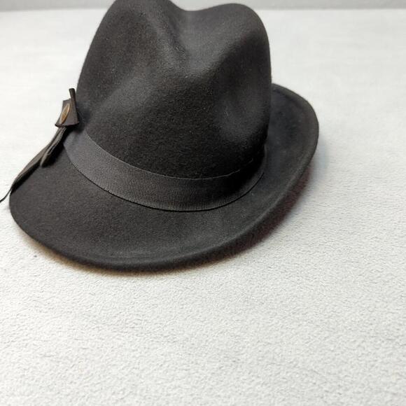 Vintage Goorin Bros 100% Wool Hat Black Fedora Retro M/L - Picture 4 of 9